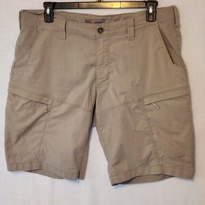 5.11 Tactical Men's 40 Khaki Apex Cargo Shorts 11" Stretch Zip Pockets Outdoor